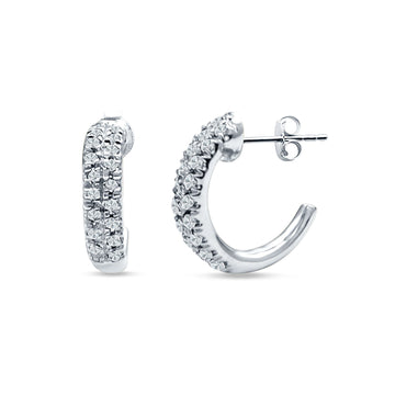Half Hoop Stud Earring Cubic Zirconia 925 Sterling Silver Wholesale